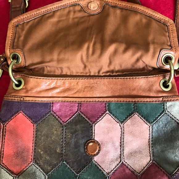 *RARE*Vintage Fossil Leather & Suede Crossbody - Picture 7 of 8